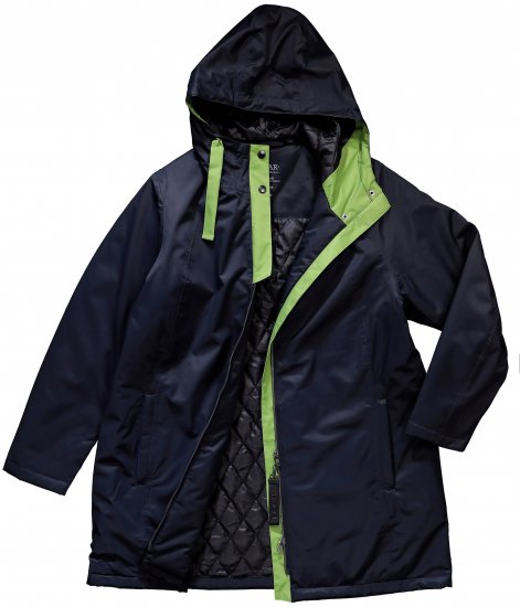 Ulla Popken HYPRAR Triple Function Contrast Trim Quilted Lining Jacket Navy - Kurtki - 