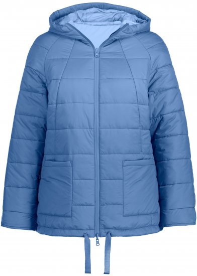 Ulla Popken Reversible Butterfly Print Fully Lined Quilted Jacket Blue Denim - Kurtki - 