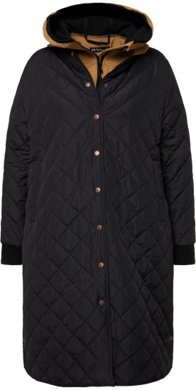 Ulla Popken 2-in-1 Quilted Fleece Lined Coat Black - Kurtki - 