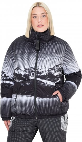 Ulla Popken HYPRAR Mountain Scene Performance Puffer Jacket Black - Kurtki - 