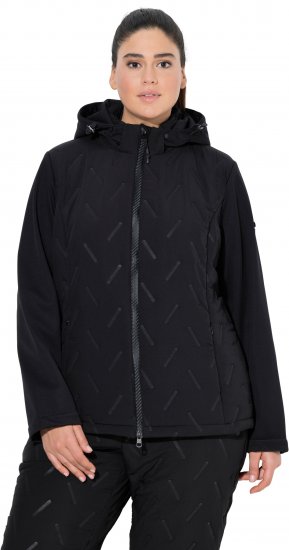 Ulla Popken Triple Function Laser Quilted Softshell Jacket Black - Kurtki - 