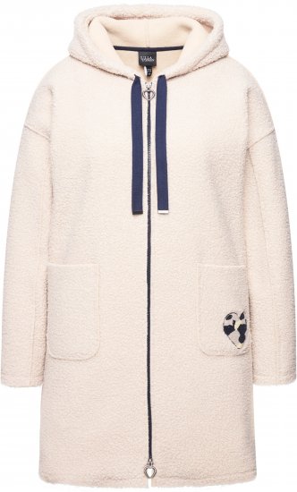 Ulla Popken Oversized Teddy Plush Heart Detail Jacket Pebble Grey - Kurtki - 