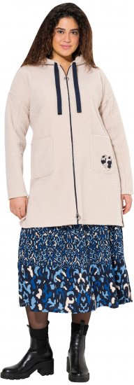 Ulla Popken Oversized Teddy Plush Heart Detail Jacket Pebble Grey - Kurtki - 