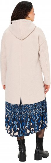 Ulla Popken Oversized Teddy Plush Heart Detail Jacket Pebble Grey - Kurtki - 