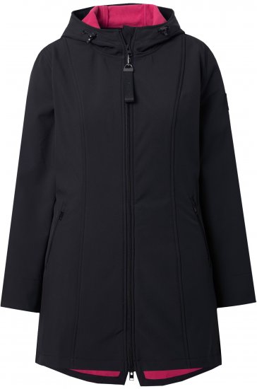Ulla Popken Hyprar Soft Shell Water Repellent Hooded Jacket Black - Kurtki - 