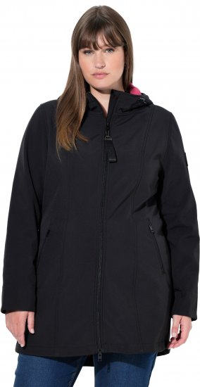 Ulla Popken Hyprar Soft Shell Water Repellent Hooded Jacket Black - Kurtki - 