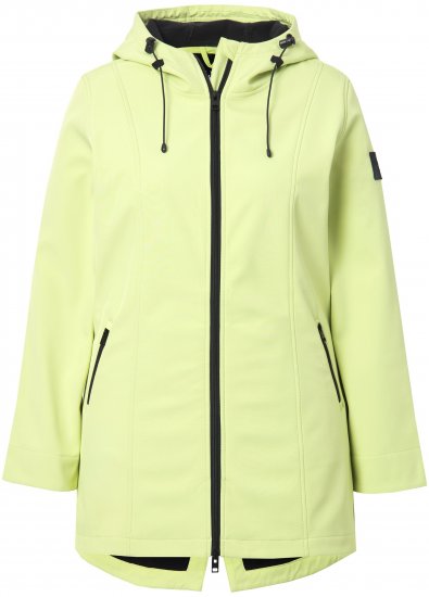 Ulla Popken Hyprar Soft Shell Water Repellent Hooded Jacket Lime Green - Kurtki - 