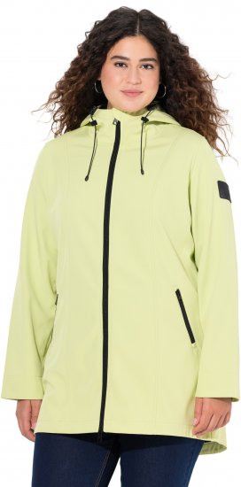 Ulla Popken Hyprar Soft Shell Water Repellent Hooded Jacket Lime Green - Kurtki - 