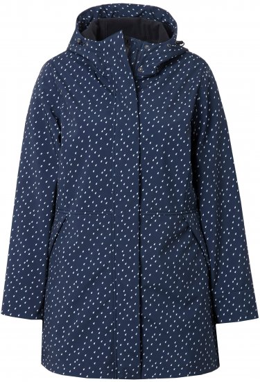 Ulla Popken Raindrop Print Longline Waterproof Jacket Navy - Kurtki - 