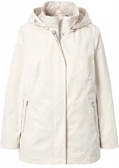 Ulla Popken Long Triple Function Softshell Jacket Natural White - Kurtki - 
