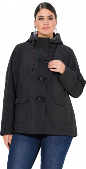 Ulla Popken HYPRAR Toggle Button Microfleece Lined Jacket Black - Kurtki - 