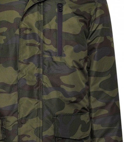 Kam Jeans KV143 Camo Print Hooded Coat Khaki - Kurtki Męskie Duże Rozmiary - Kurtki Duże rozmiary 2XL-8XL