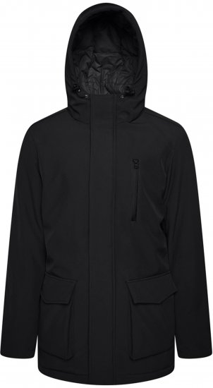 Kam Jeans KV144 Long Quilted Softshell Parka Black - Kurtki Męskie Duże Rozmiary - Kurtki Duże rozmiary 2XL-8XL
