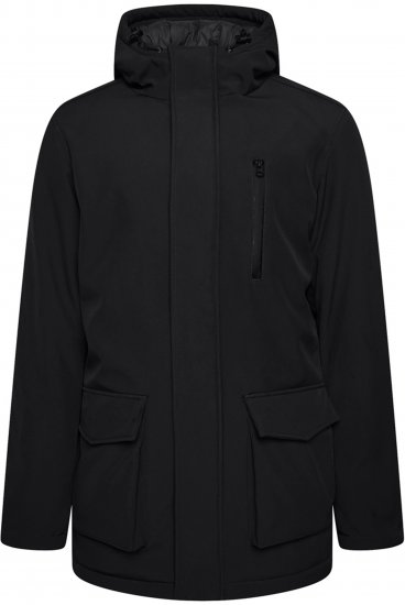 Kam Jeans KV144 Long Quilted Softshell Parka Black - Kurtki Męskie Duże Rozmiary - Kurtki Duże rozmiary 2XL-8XL