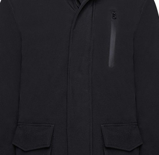 Kam Jeans KV144 Long Quilted Softshell Parka Black - Kurtki Męskie Duże Rozmiary - Kurtki Duże rozmiary 2XL-8XL