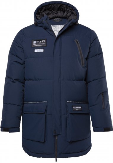 JAY-PI Warm Quilted Parka Dual Function, Wind and Water Repellant Navy - Kurtki Męskie Duże Rozmiary - Kurtki Duże rozmiary 2XL-8XL