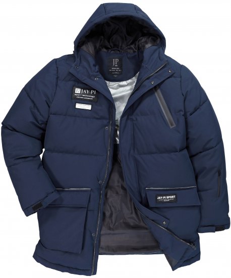 JAY-PI Warm Quilted Parka Dual Function, Wind and Water Repellant Navy - Kurtki Męskie Duże Rozmiary - Kurtki Duże rozmiary 2XL-8XL