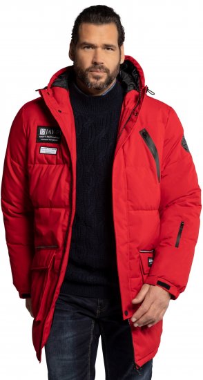 JAY-PI Warm Quilted Parka Dual Function Windproof and Water Repellent Red - Kurtki Męskie Duże Rozmiary - Kurtki Duże rozmiary 2XL-8XL
