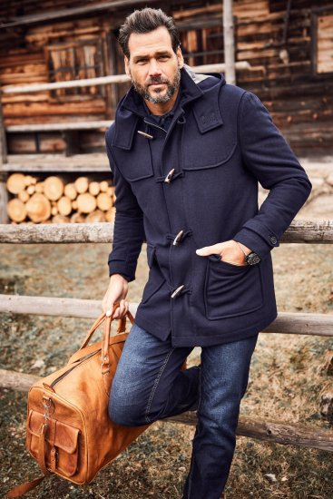 JP1880 Duffle Coat Water Repellent with Detachable Hood Navy - Kurtki Męskie Duże Rozmiary - Kurtki Duże rozmiary 2XL-8XL