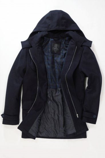 JP1880 Duffle Coat Water Repellent with Detachable Hood Navy - Kurtki Męskie Duże Rozmiary - Kurtki Duże rozmiary 2XL-8XL