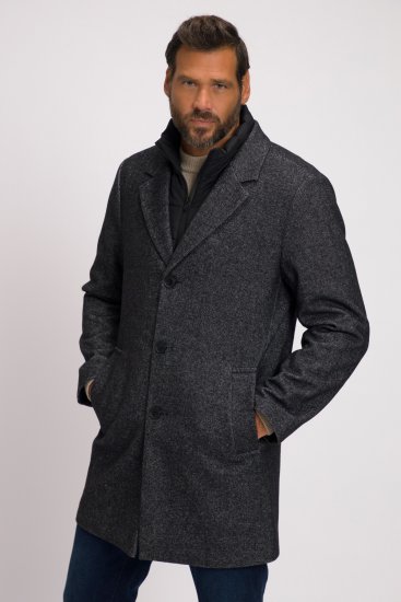 JP1880 Coat Wool Blend Quilted Insert Black - Kurtki Męskie Duże Rozmiary - Kurtki Duże rozmiary 2XL-8XL