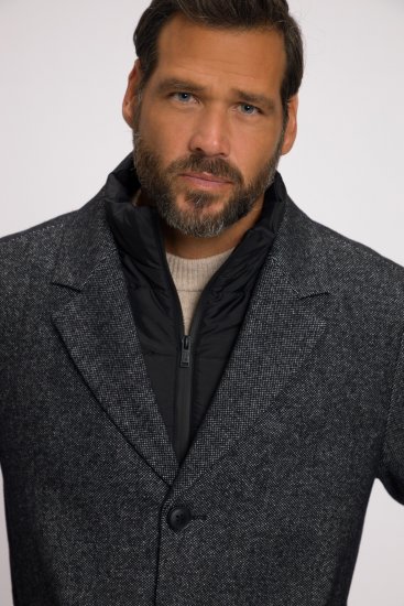 JP1880 Coat Wool Blend Quilted Insert Black - Kurtki Męskie Duże Rozmiary - Kurtki Duże rozmiary 2XL-8XL