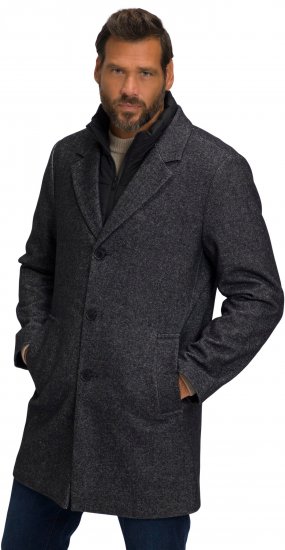 JP1880 Coat Wool Blend Quilted Insert Black - Kurtki Męskie Duże Rozmiary - Kurtki Duże rozmiary 2XL-8XL
