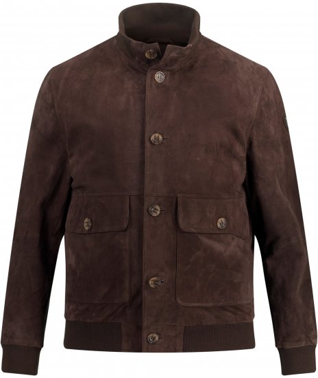JP1880 Leather Jacket Goat Suede Espresso Brown - Kurtki Męskie Duże Rozmiary - Kurtki Duże rozmiary 2XL-8XL