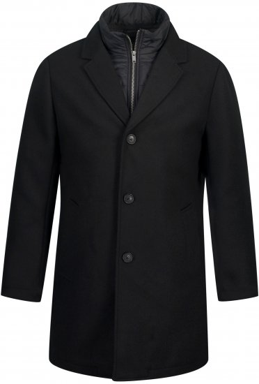 JP1880 Coat Wool Blend Quilted Black - Kurtki Męskie Duże Rozmiary - Kurtki Duże rozmiary 2XL-8XL