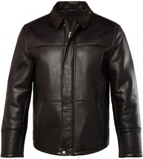 JP1880 Leather Jacket Soft Lamb Nappa Dark Brown - Kurtki Męskie Duże Rozmiary - Kurtki Duże rozmiary 2XL-8XL