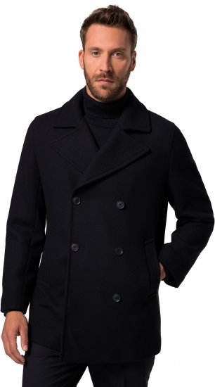 JP1880 Caban Short Double-breasted Overcoat Navy - Kurtki Męskie Duże Rozmiary - Kurtki Duże rozmiary 2XL-8XL