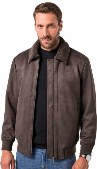 JP1880 Bomber Jacket Faux Leather Dark Brown - Kurtki Męskie Duże Rozmiary - Kurtki Duże rozmiary 2XL-8XL