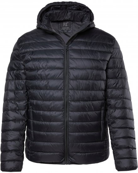 JAY-PI Lightly Quilted Jacket with a Hoodie Black - Kurtki Męskie Duże Rozmiary - Kurtki Duże rozmiary 2XL-8XL