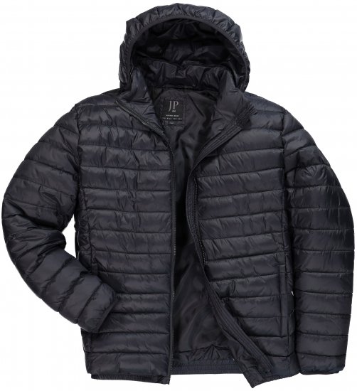 JAY-PI Lightly Quilted Jacket with a Hoodie Black - Kurtki Męskie Duże Rozmiary - Kurtki Duże rozmiary 2XL-8XL