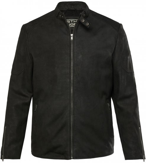 STHUGE Leather Biker Jacket Lamb Nappa Leather Black - Kurtki Męskie Duże Rozmiary - Kurtki Duże rozmiary 2XL-8XL