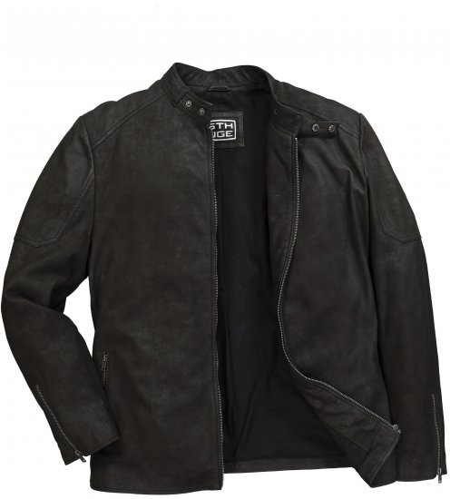 STHUGE Leather Biker Jacket Lamb Nappa Leather Black - Kurtki Męskie Duże Rozmiary - Kurtki Duże rozmiary 2XL-8XL