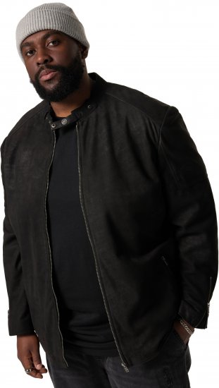 STHUGE Leather Biker Jacket Lamb Nappa Leather Black - Kurtki Męskie Duże Rozmiary - Kurtki Duże rozmiary 2XL-8XL