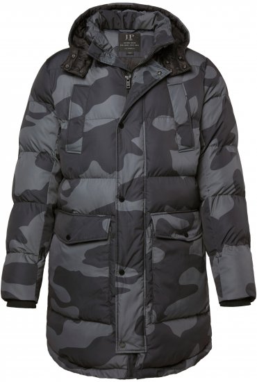 JP1880 Quilted Parka with Camouflage Drawstring Waist Black - Kurtki Męskie Duże Rozmiary - Kurtki Duże rozmiary 2XL-8XL