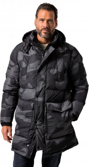 JP1880 Quilted Parka with Camouflage Drawstring Waist Black - Kurtki Męskie Duże Rozmiary - Kurtki Duże rozmiary 2XL-8XL