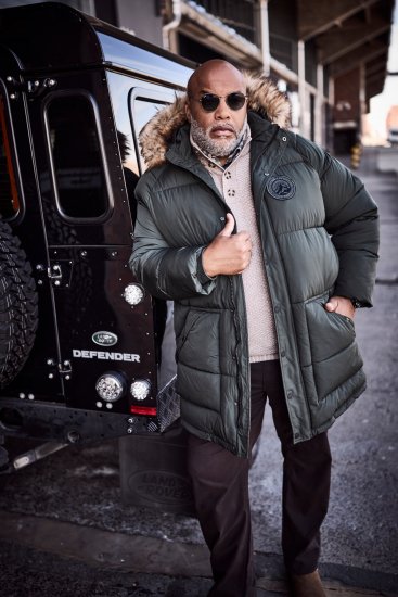 JP1880 Quilted Parka Lightweight and Warm with Faux Fur Hood Dark Green - Kurtki Męskie Duże Rozmiary - Kurtki Duże rozmiary 2XL-8XL