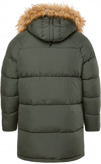 JP1880 Quilted Parka Lightweight and Warm with Faux Fur Hood Dark Green - Kurtki Męskie Duże Rozmiary - Kurtki Duże rozmiary 2XL-8XL