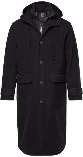 JP1880 Water-repellent Functional Coat with Wool Look Black - Kurtki Męskie Duże Rozmiary - Kurtki Duże rozmiary 2XL-8XL