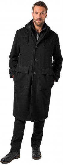 JP1880 Water-repellent Functional Coat with Wool Look Black - Kurtki Męskie Duże Rozmiary - Kurtki Duże rozmiary 2XL-8XL