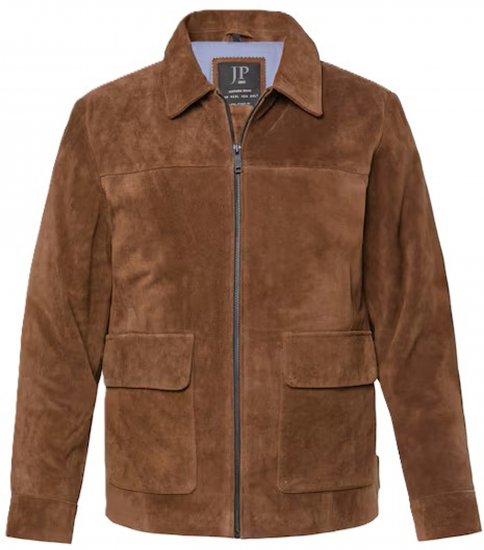 JP1880 Leather Jacket Genuine Cowhide Brown - Kurtki Męskie Duże Rozmiary - Kurtki Duże rozmiary 2XL-8XL