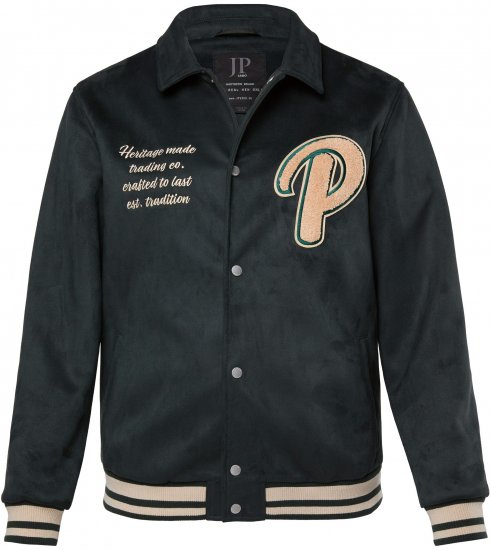 JP1880 Blouson Velour with Chest Embroidery Dark Green - Kurtki Męskie Duże Rozmiary - Kurtki Duże rozmiary 2XL-8XL