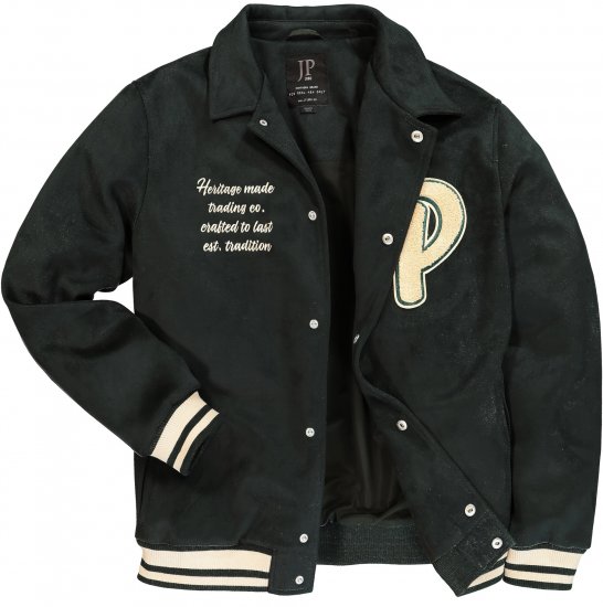 JP1880 Blouson Velour with Chest Embroidery Dark Green - Kurtki Męskie Duże Rozmiary - Kurtki Duże rozmiary 2XL-8XL