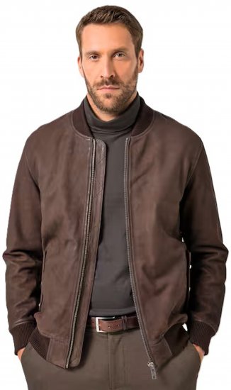 JP1880 Jacket Buffed Nubuck Lamb Leather Brown - Kurtki Męskie Duże Rozmiary - Kurtki Duże rozmiary 2XL-8XL