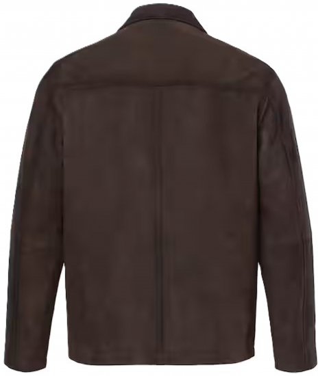 JP1880 Leather Jacket Goat Suede Shirt Collar Dark Brown - Kurtki Męskie Duże Rozmiary - Kurtki Duże rozmiary 2XL-8XL