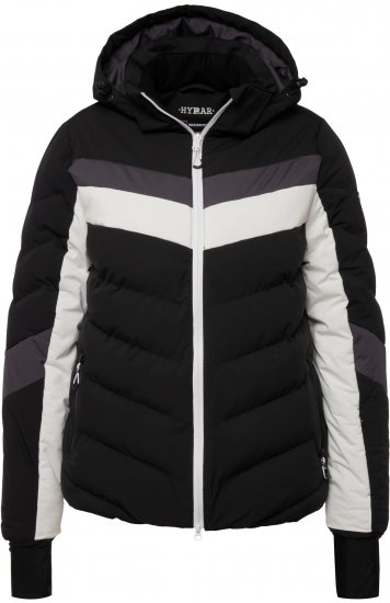 Ulla Popken HYPRAR Chevron Stripe Triple Function Quilted Fully Lined Ski Jacket Black - Kurtki - 