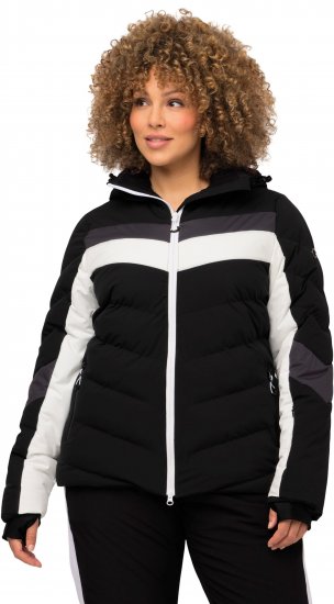 Ulla Popken HYPRAR Chevron Stripe Triple Function Quilted Fully Lined Ski Jacket Black - Kurtki - 